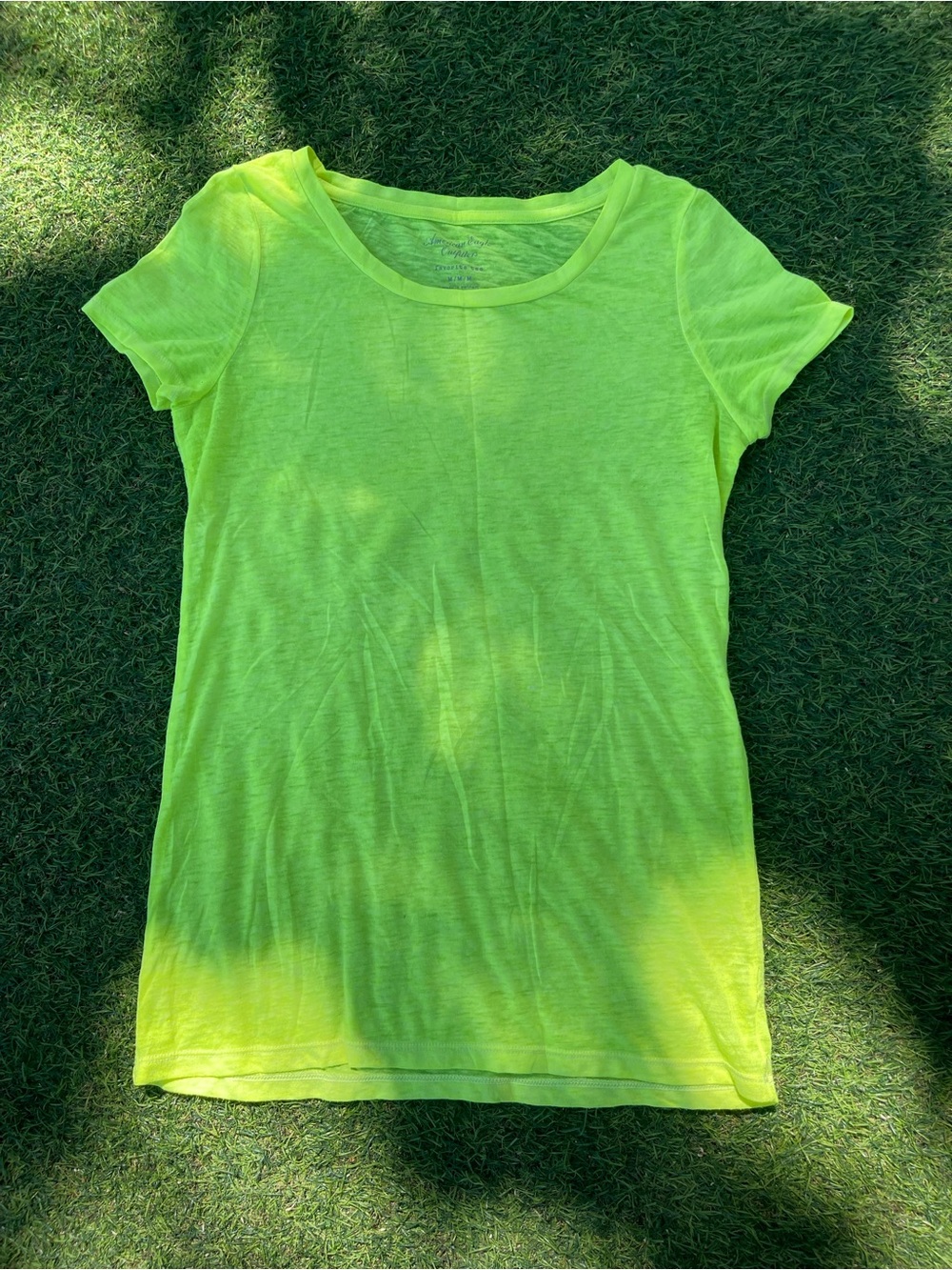 American Eagle Outfitters Neon Lime Scoop Neck Short Sleeve Tee